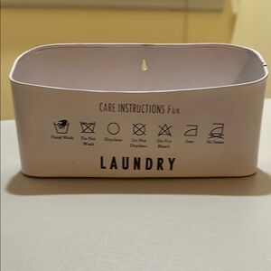 White Laundry Care Instructions Bin